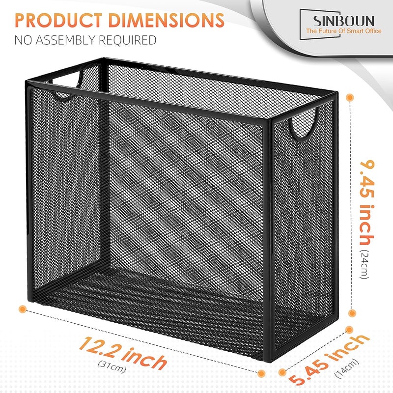 Sinboun Hanging File Organizer Letter-Size File Holder Filing Box Includes 5 Hanging Folders - Metal Mesh Magazine Letter Storage Cabinets File Cart for Office Home School, No Assembly Required - Image 2